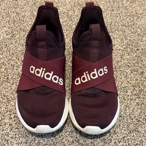 Women’s Adidas Maroon Slip-On Shoes with White Sole Size 7